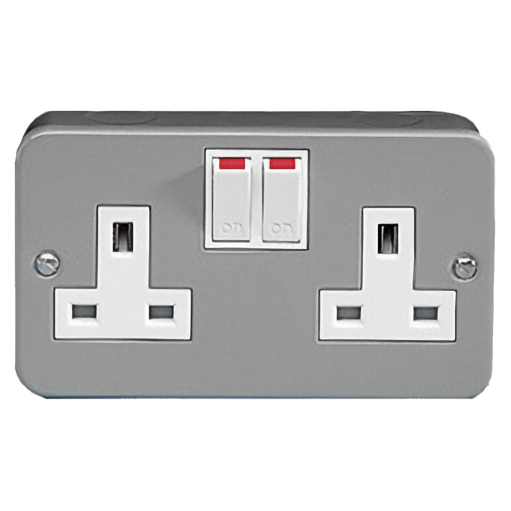 Metal Clad 13A Double Socket 2 Gang Switched - Elevator Equipment